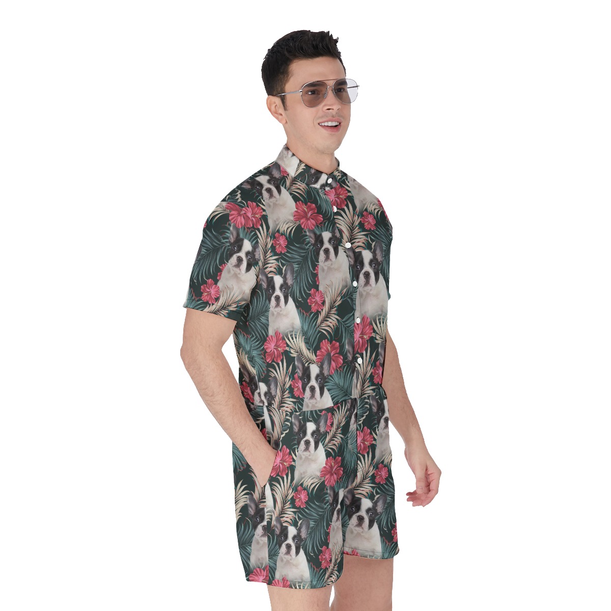 Custom Pet Face Tropical Romper For Men