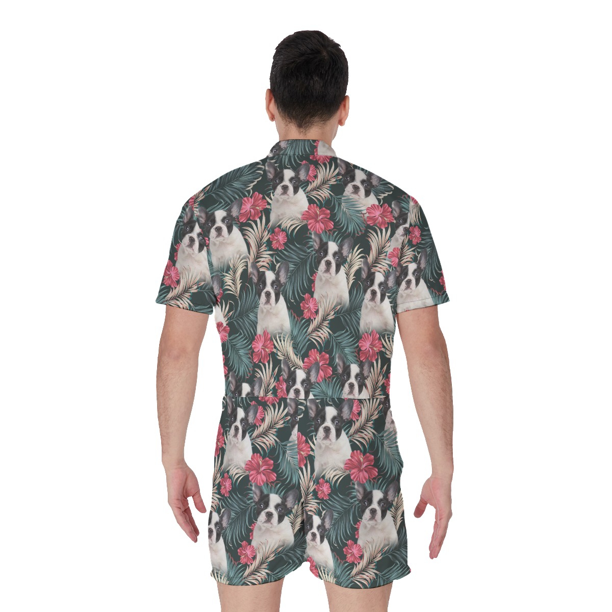 Custom Pet Face Tropical Romper For Men