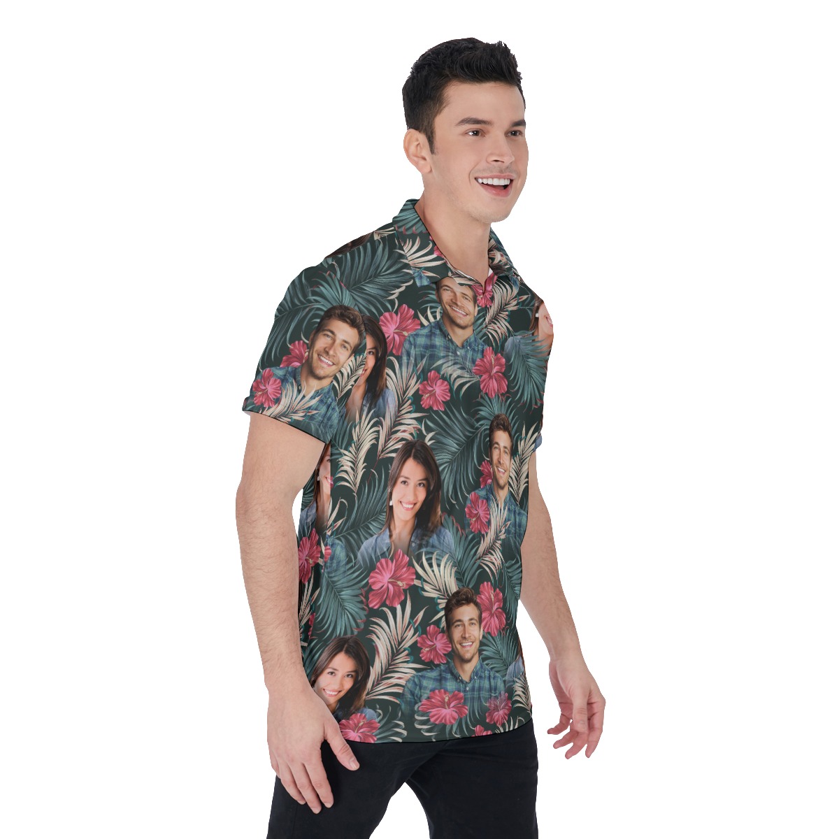 Personalized Couple Face Hawaiian Polo Shirt For Matching