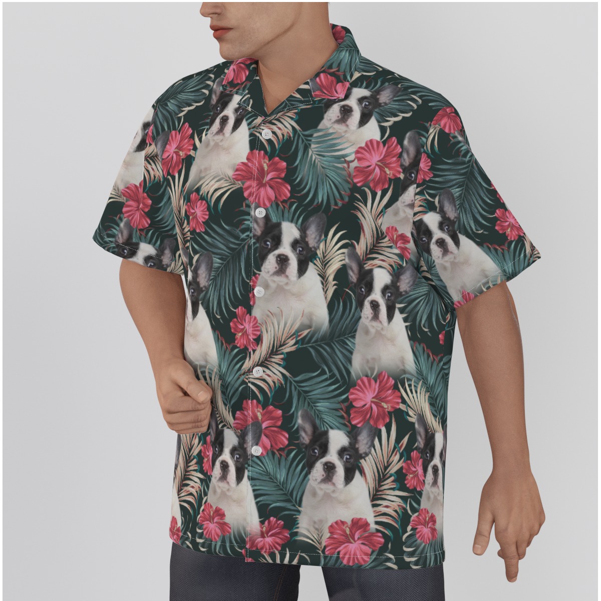 Custom Dog Face Hawaiian Shirt Tropical Print