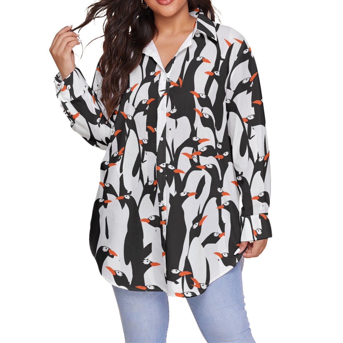 Penguin Colony Hawaiian Blouse Shirt For Women - variant image 1