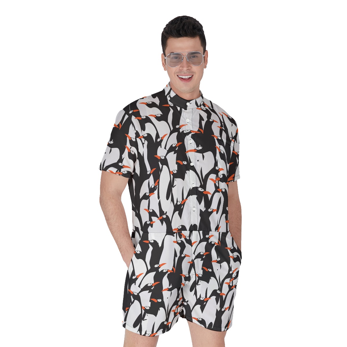 Funny Penguin Men's Hawaiian Romper - variant image 1