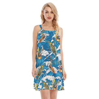 Tropical Skeleton Surfing Hawaiian Summer Dresses