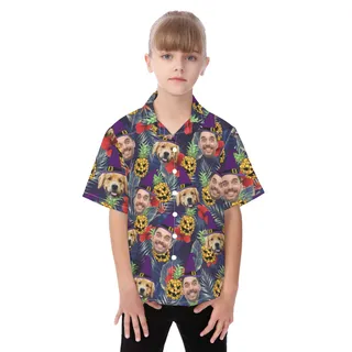 Custom Face Witch Halloween Hawaiian Shirt For Kids