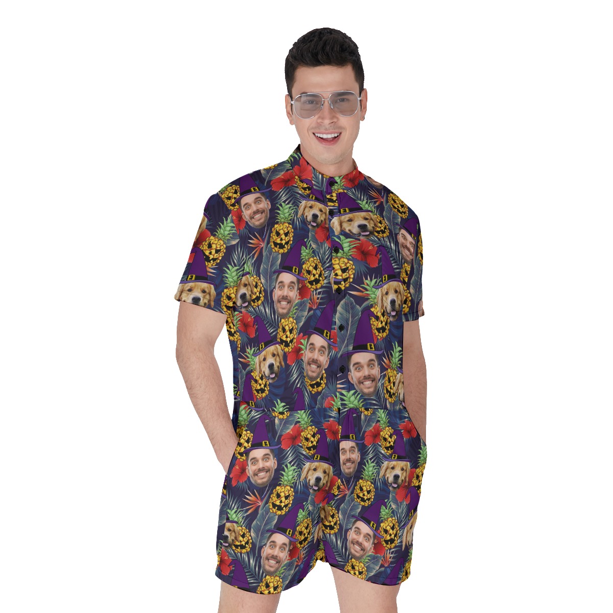 Personalized Halloween Tropical Romper For Men - variant image 1