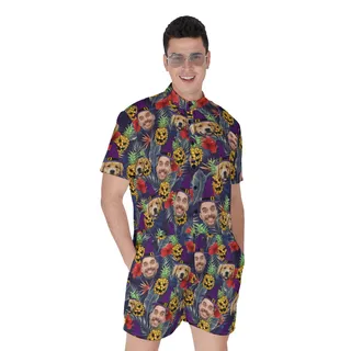 Personalized Halloween Tropical Romper For Men