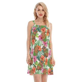 Funny Capybara Tropical Hawaiian Summer Cami Dress For Women