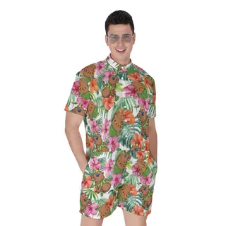 Funny Capybara Tropical Hawaiian Romper For Men