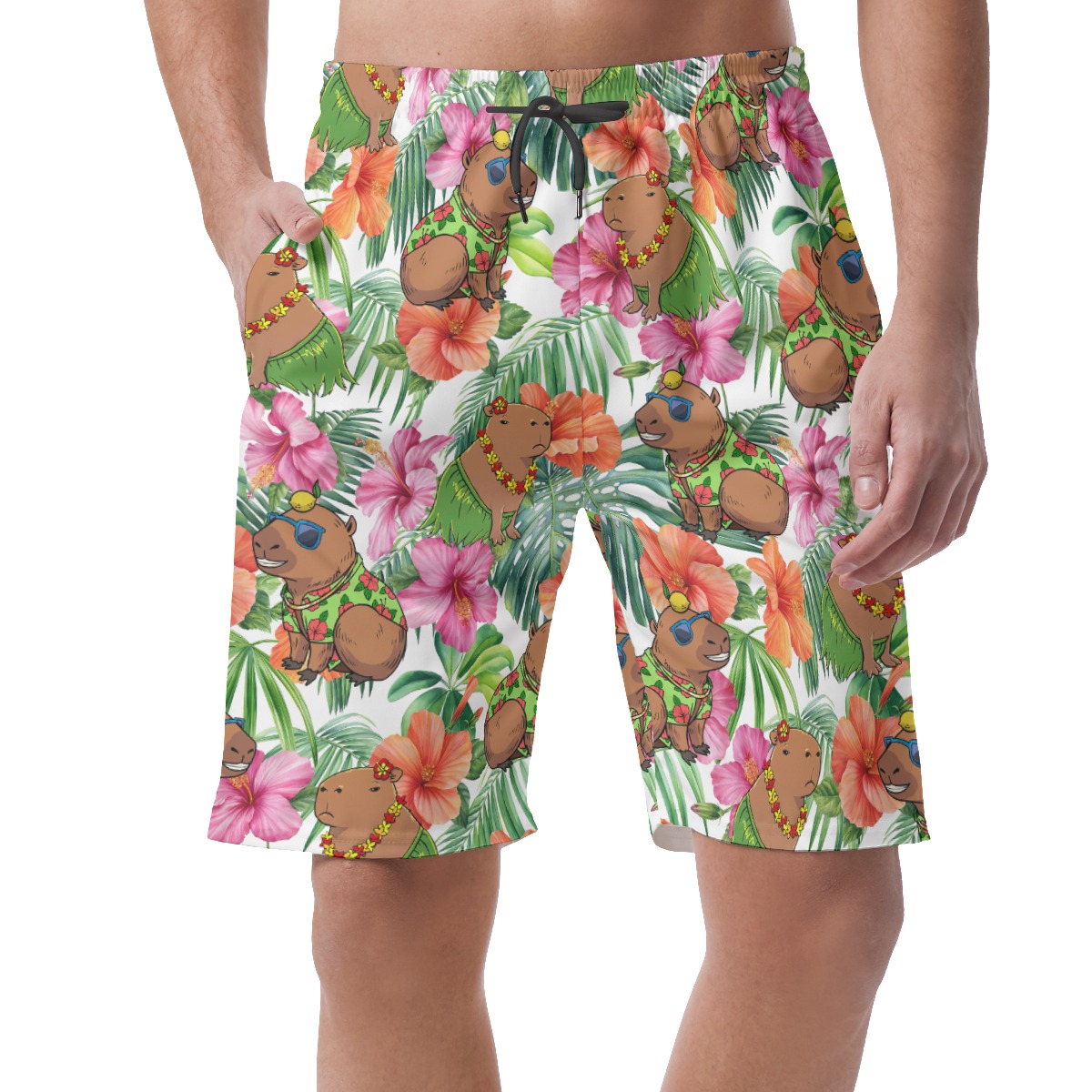 Funny Capybara Tropical Hawaiian Beach Shorts For Men - variant image 1