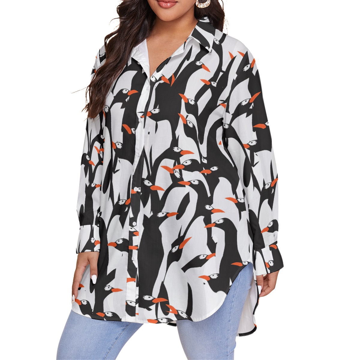Penguin Colony Hawaiian Blouse Shirt For Women