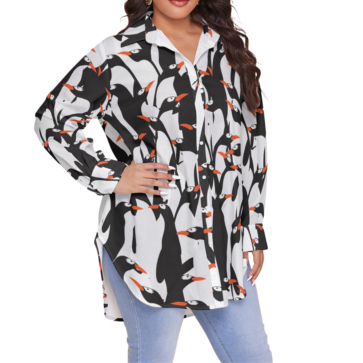 Penguin Colony Hawaiian Blouse Shirt For Women