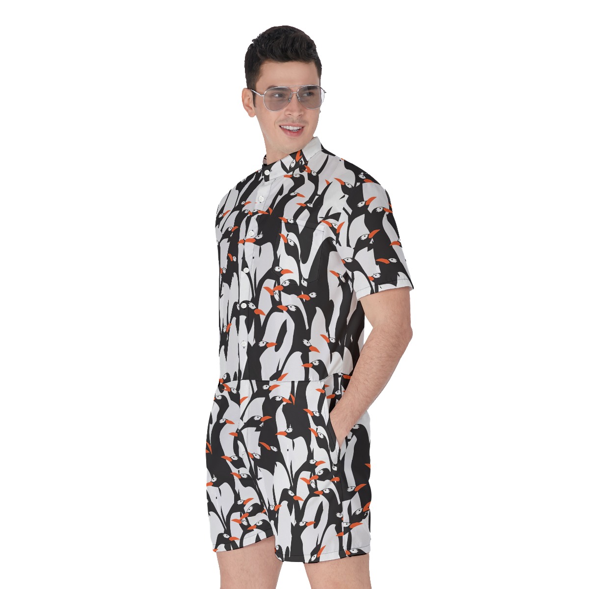 Funny Penguin Men's Hawaiian Romper