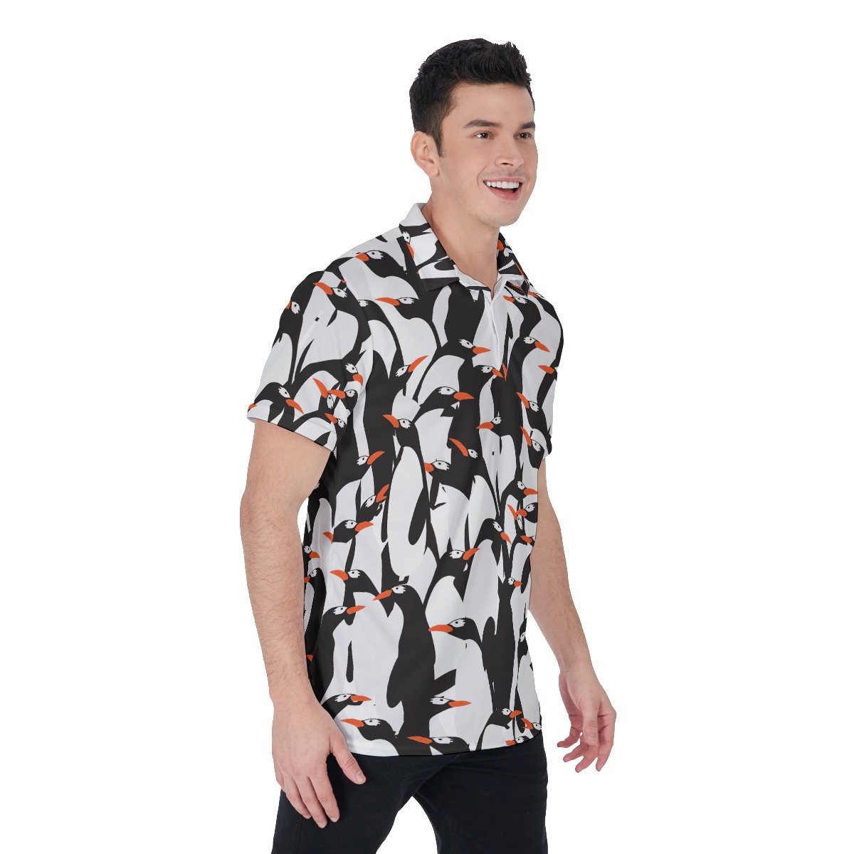 Funny Penguin Colony Hawaiian Polo Shirt