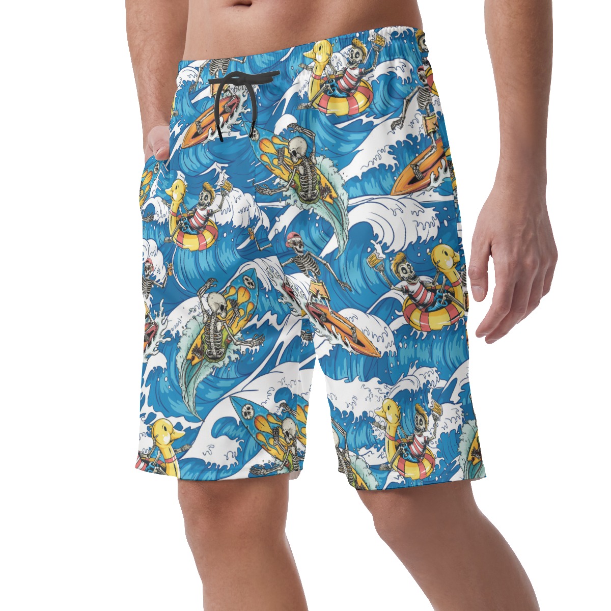 Surfing Skeleton Hawaiian Beach Shorts For Men