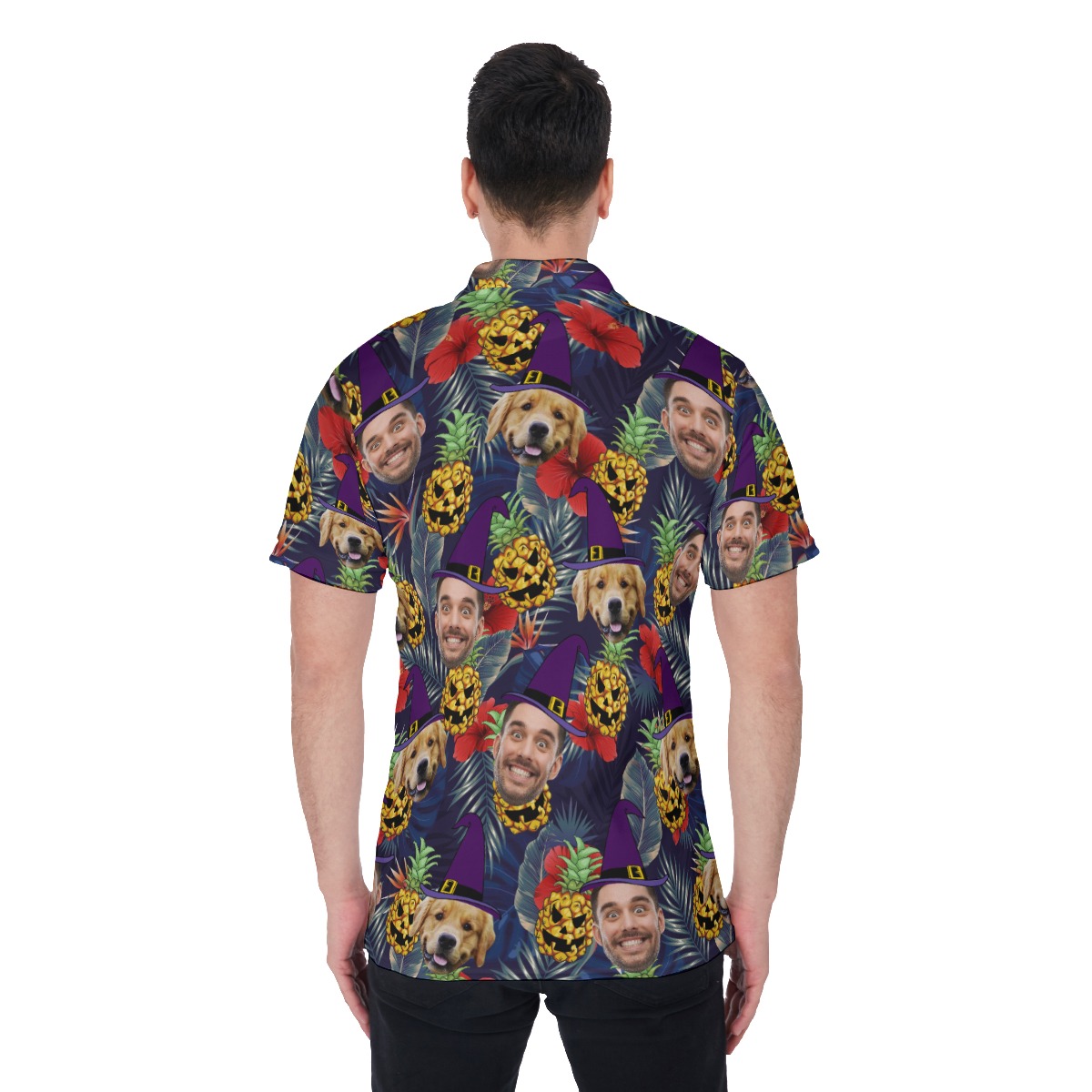 Custom Witch Face Halloween Polo Hawaiian Shirt