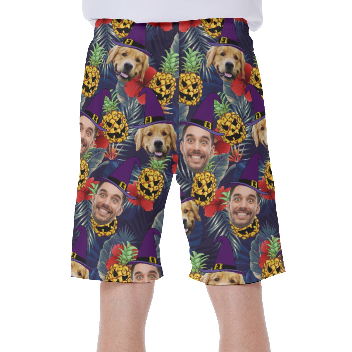 Tropical Custom Multiple Face Pineapple Halloween Theme  Swim Trunks For Men