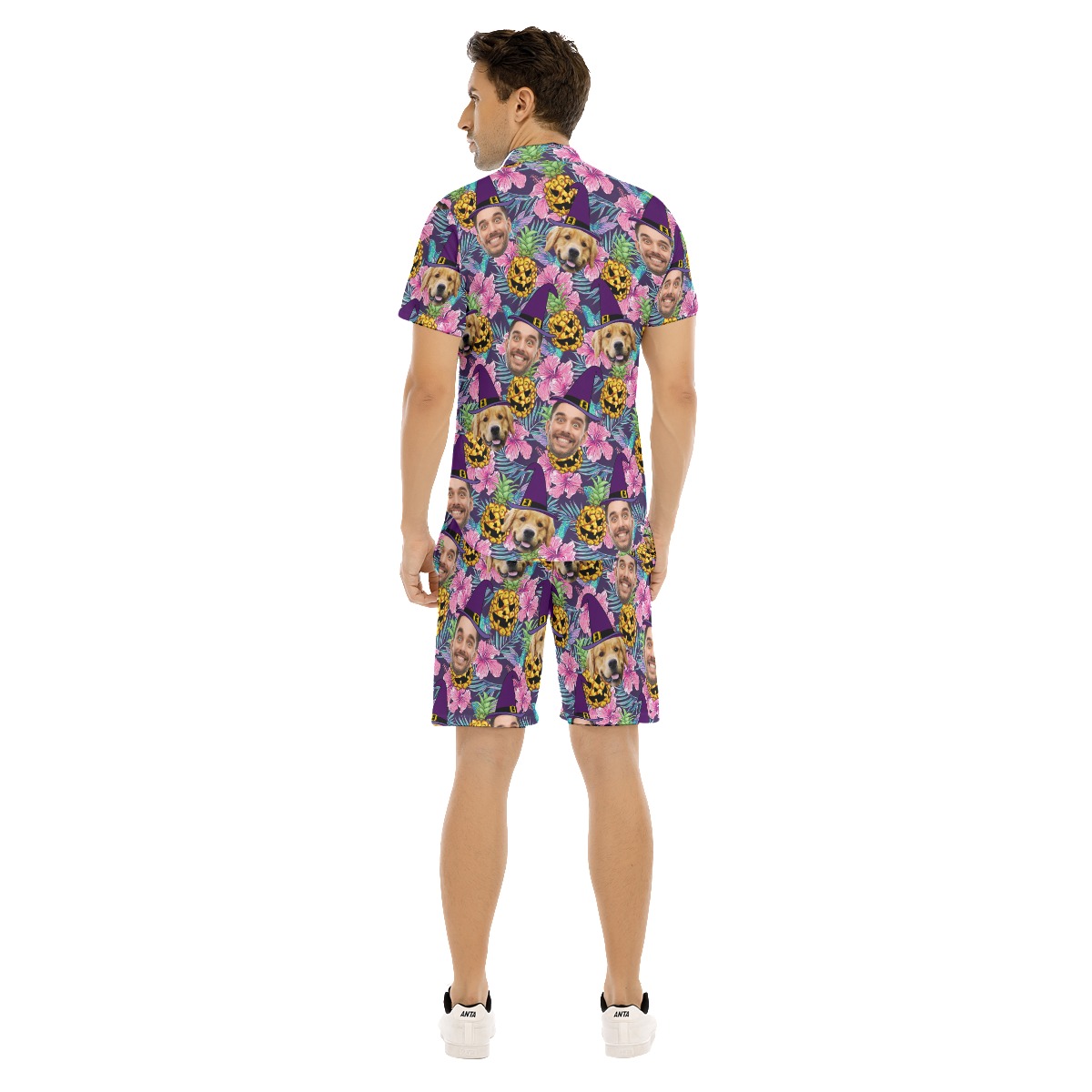 Custom Your Face Halloween Witches Hawaiian Shirt Set For Men