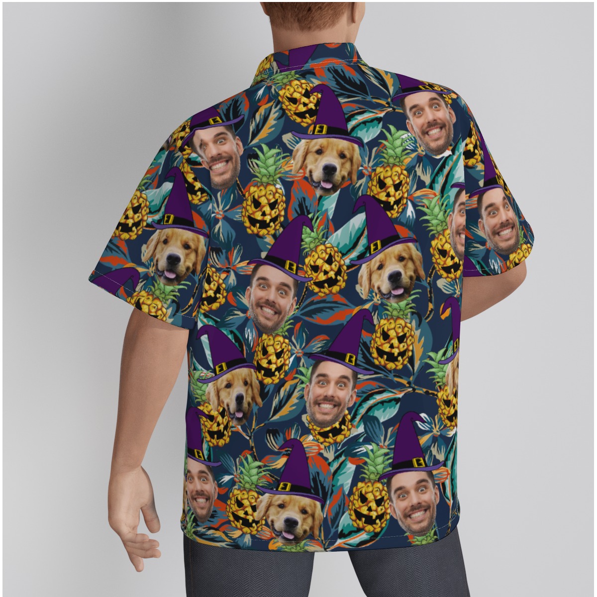 Custom Witch Face Spooky Pineapple Hawaiian Shirt