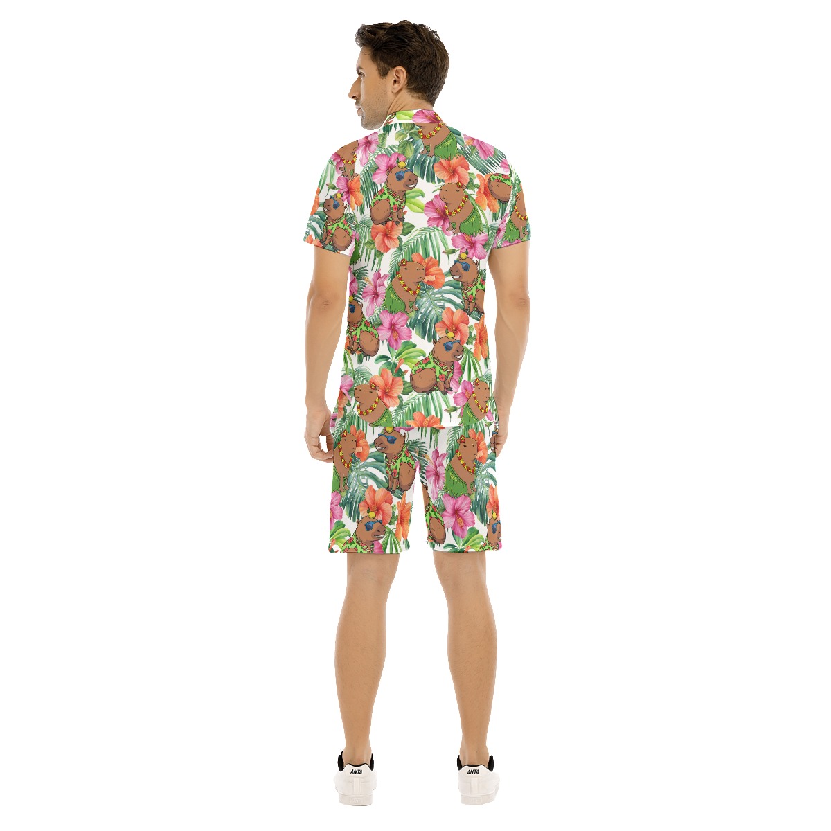 Tropical Capybara Hibiscus Hawaiian Shirt And Matching Shorts For Men