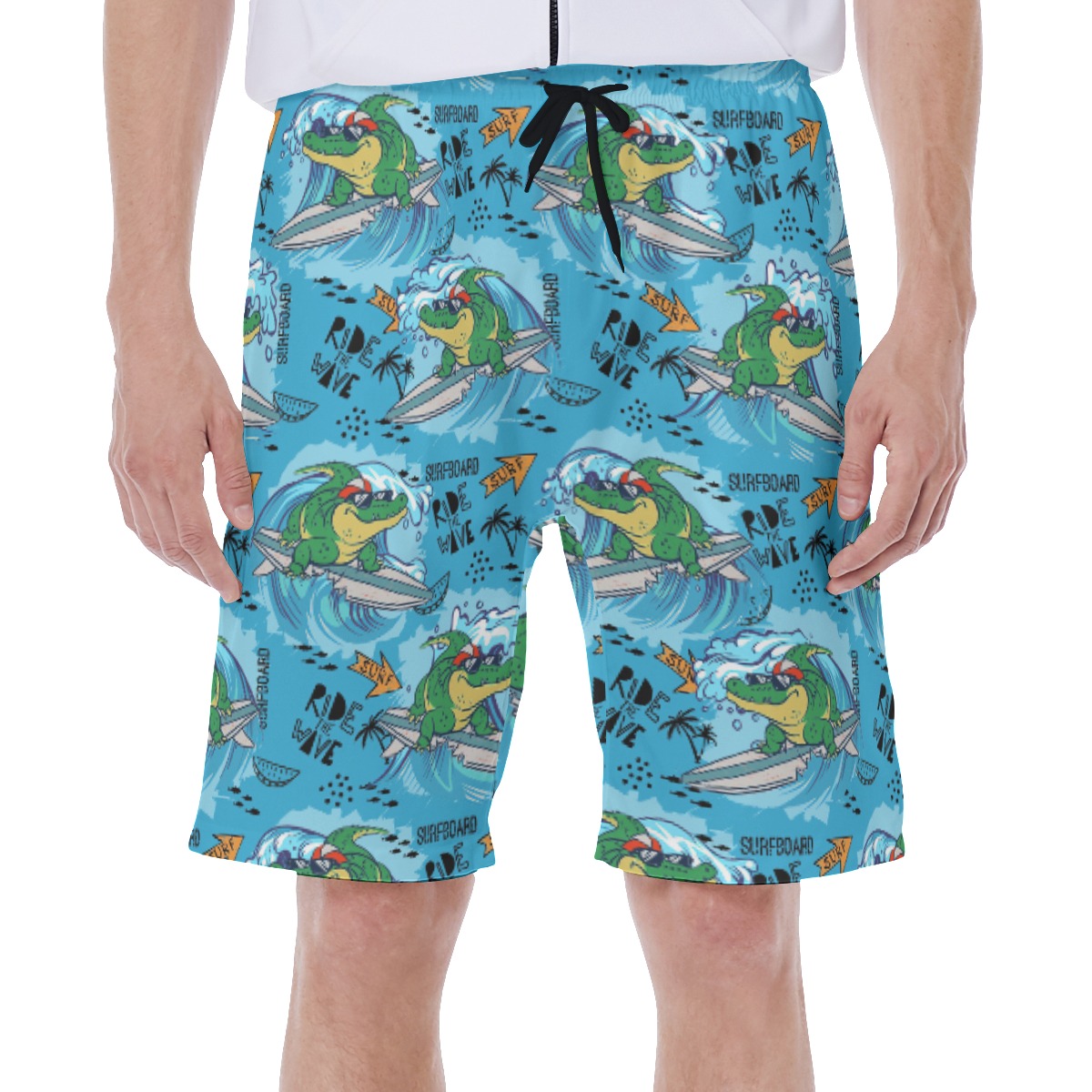 Crocodiles Surf The Wave Hawaiian Swim Trunks - variant image 1