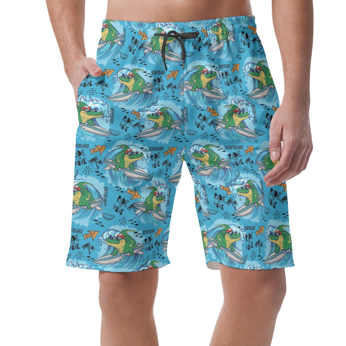Funny Surfing Crocodiles Hawaiian Beach Shorts For Men - variant image 1