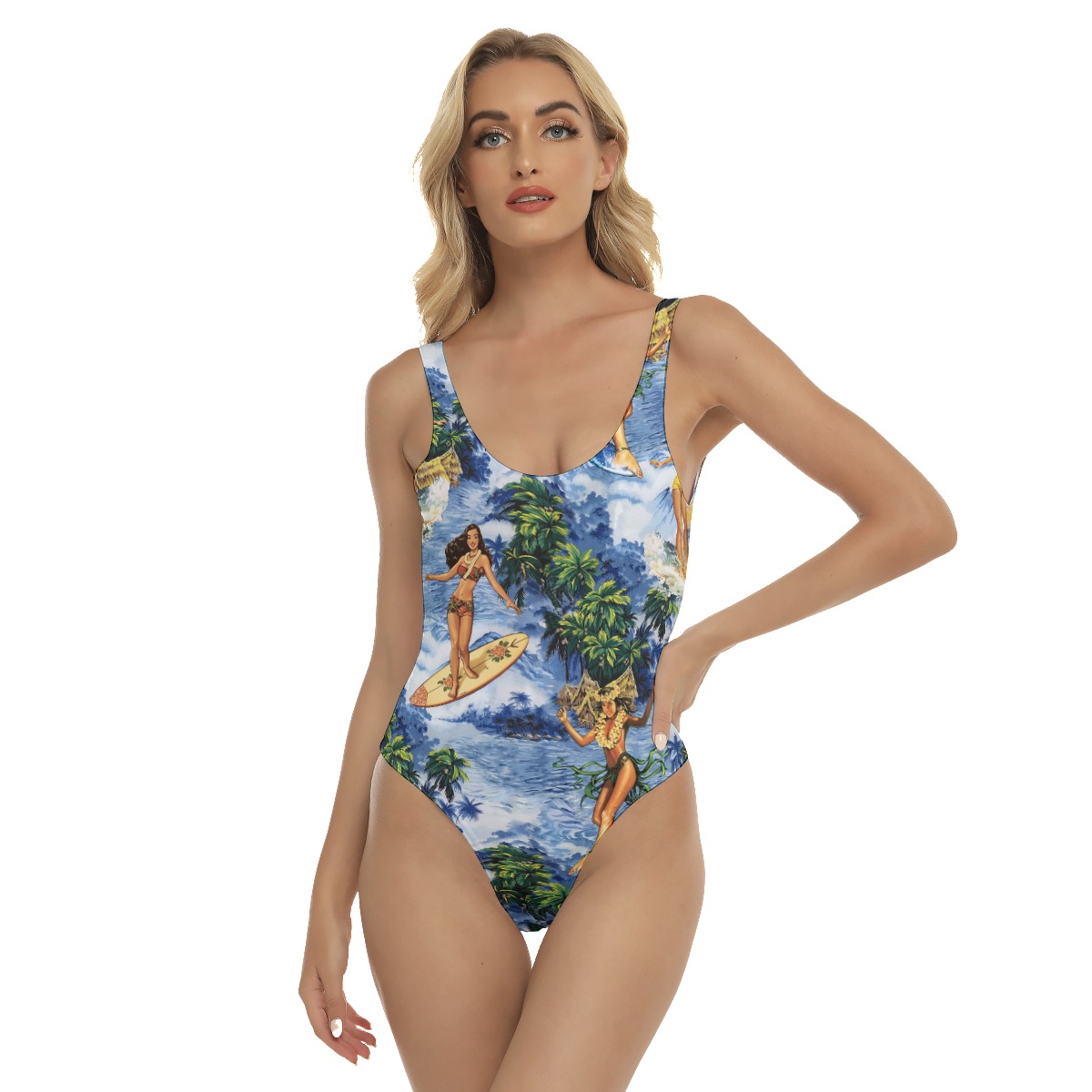 Funny Surfing Girl Tropical Hawaiian Swimsuit For Women - variant image 1