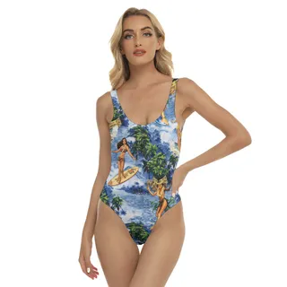 Funny Surfing Girl Tropical Hawaiian Swimsuit For Women