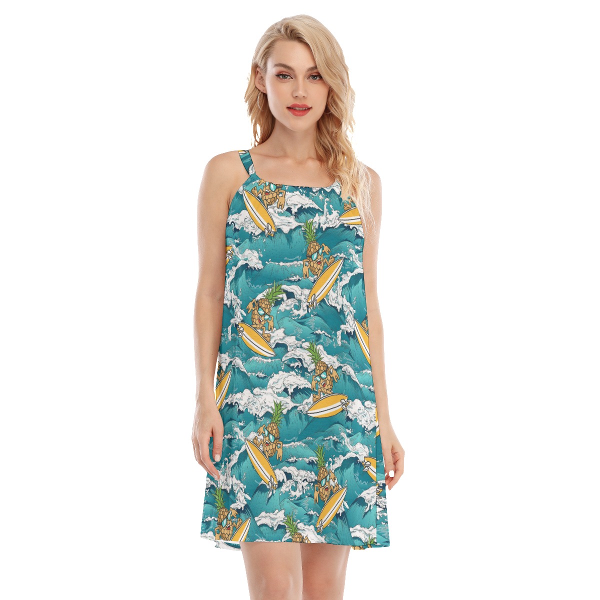 Surfing Pineapple Blue Aloha Summer Dresses - variant image 1
