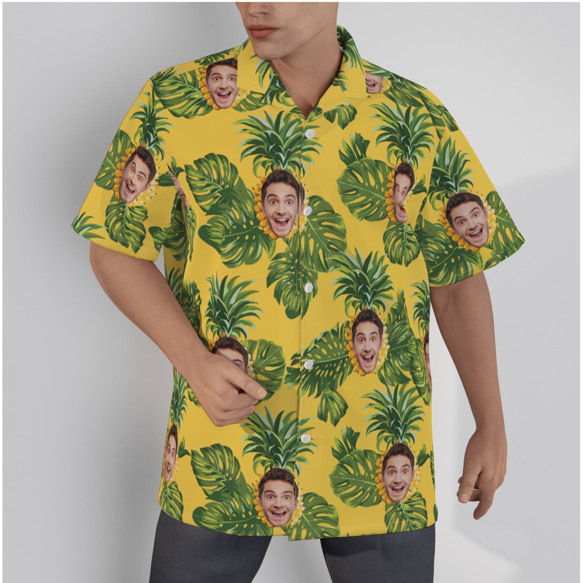 Tropical Pineapple Custom Face Aloha Shirt - variant image 1