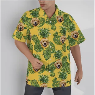 Custom Pet Face Pineapple Hawaiian Shirt For Men