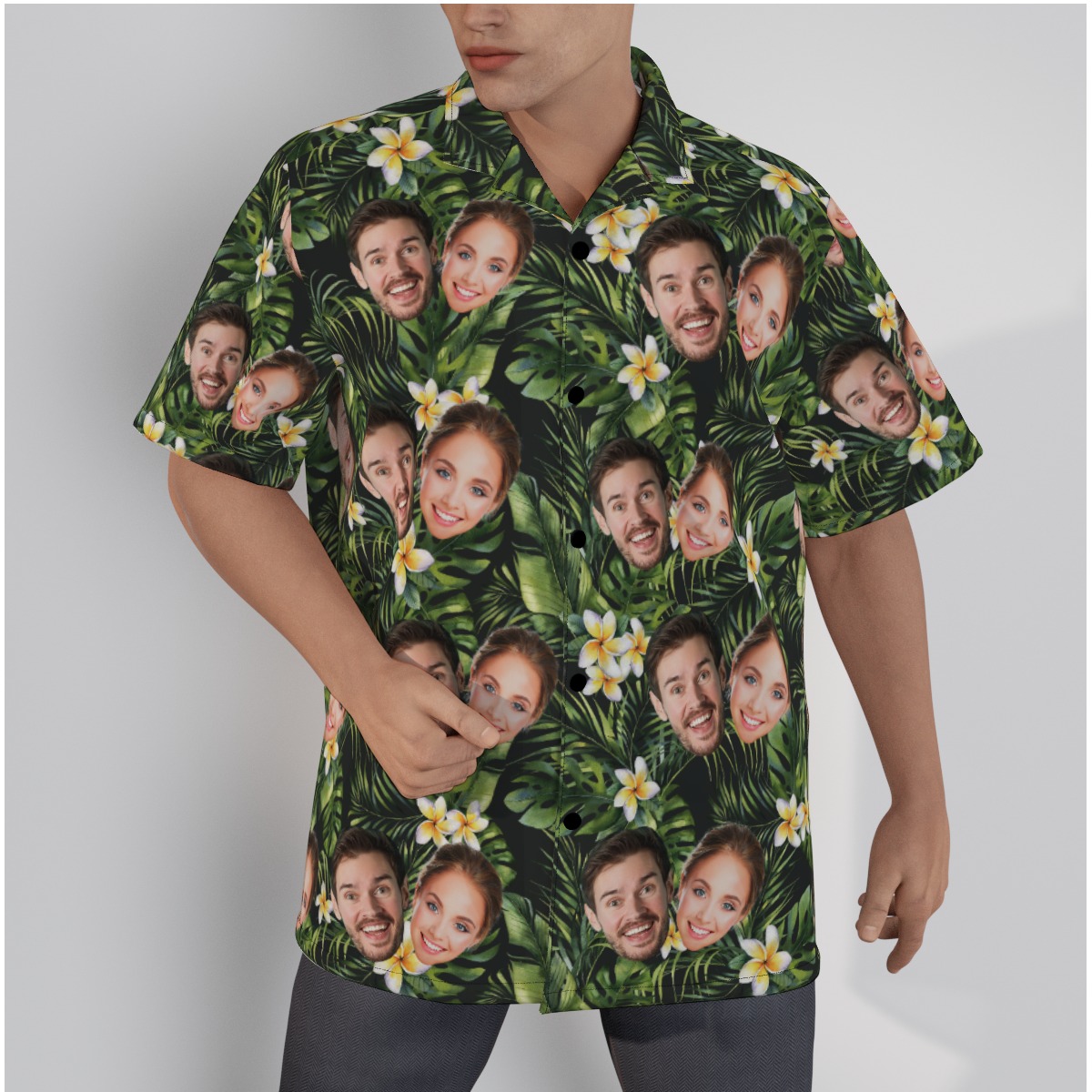 Personalize 2 Faces Tropical Shirt Matching - variant image 1