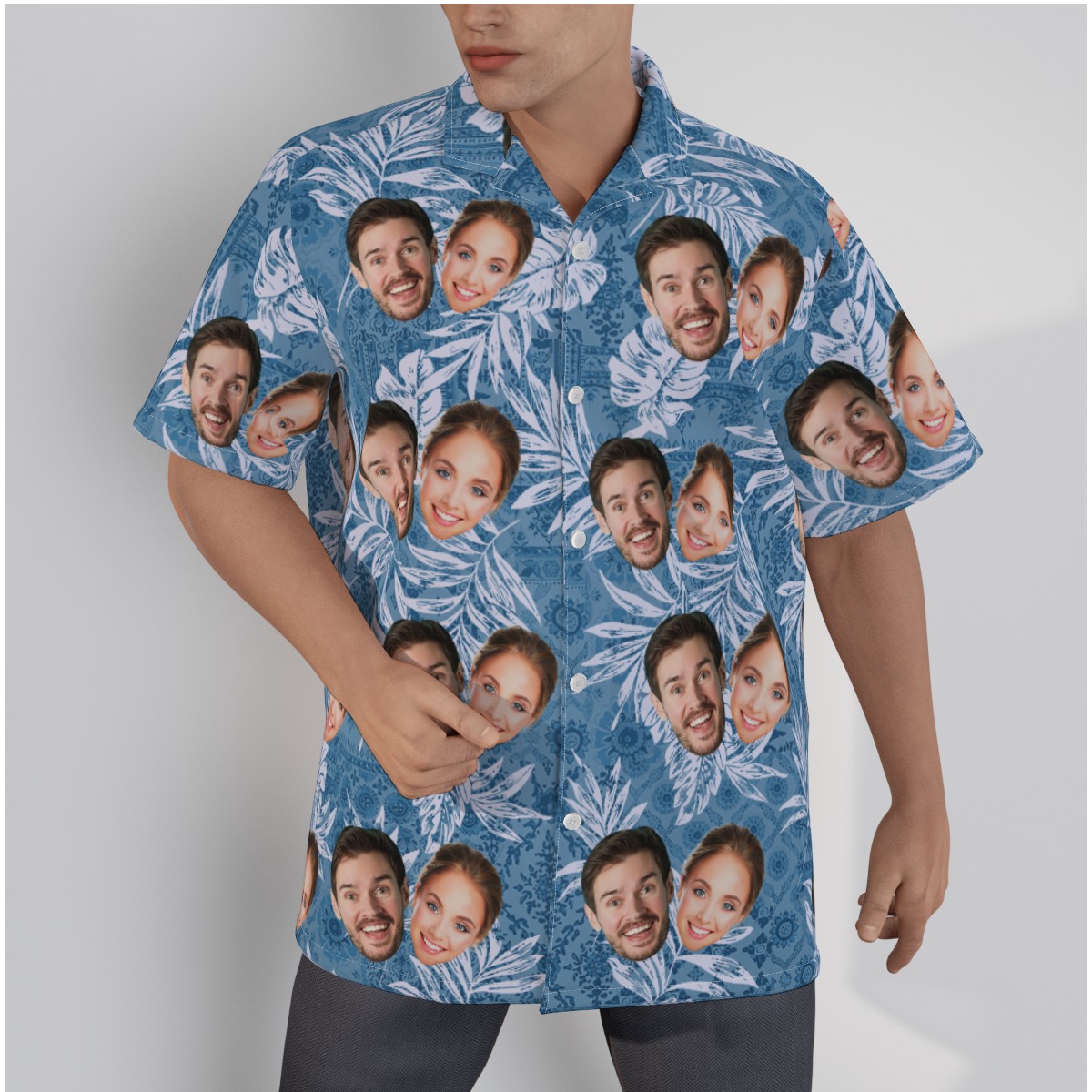 Vintage Hawaiian Shirts With Many Faces On Them - variant image 1
