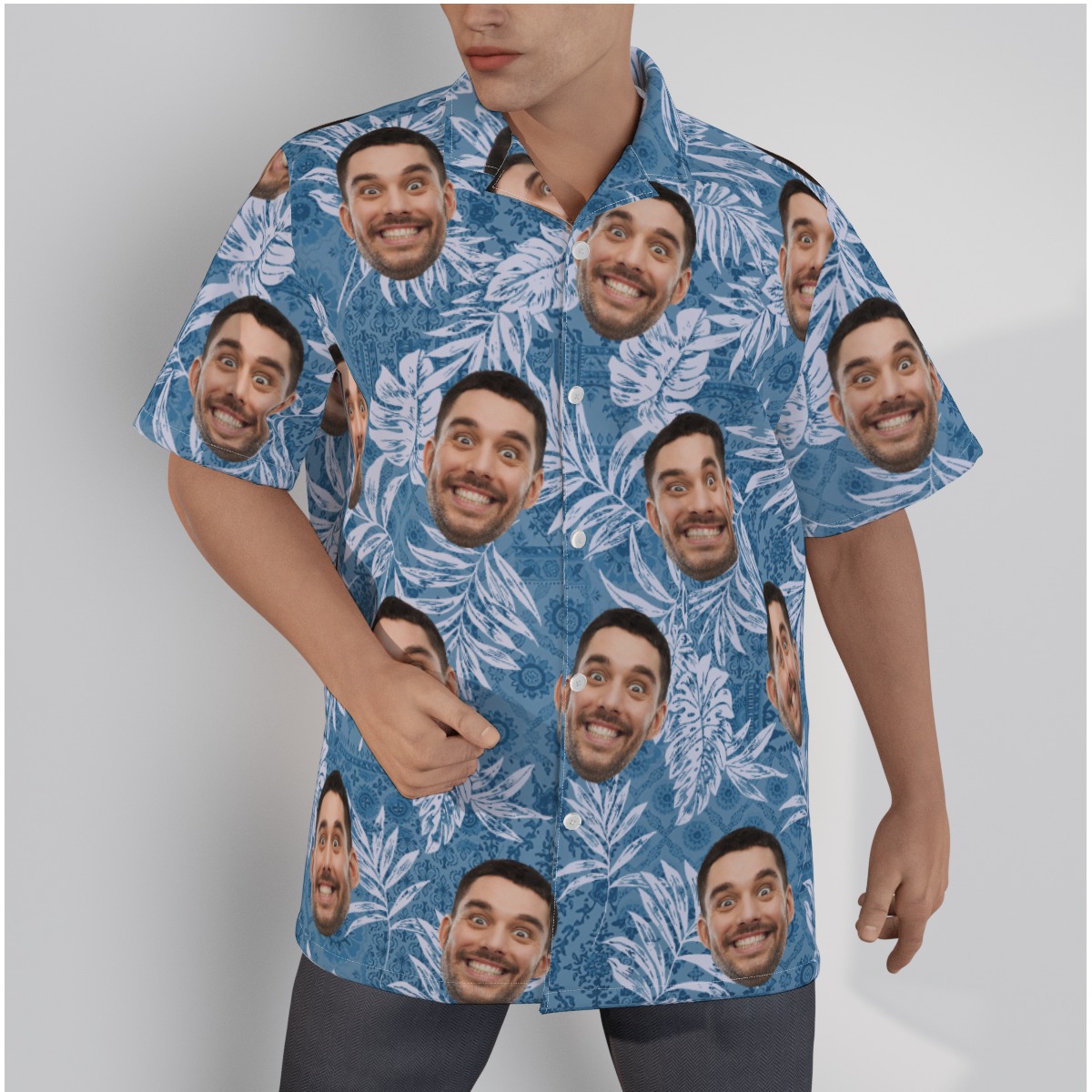 Classic Blue Hawaiian Shirt With Your Face - variant image 1