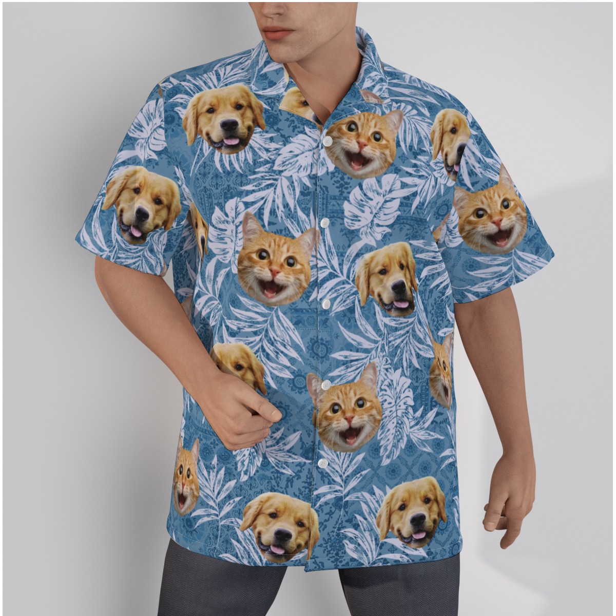 Vintage Blue Custom Pet Hawaiian Shirts - variant image 1