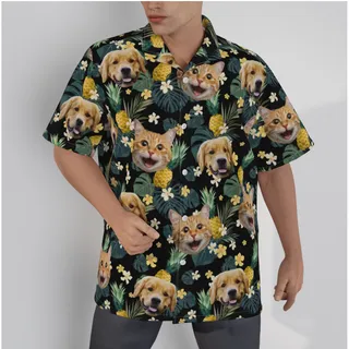 Custom Pet Face Pineapple Hawaiian Shirt