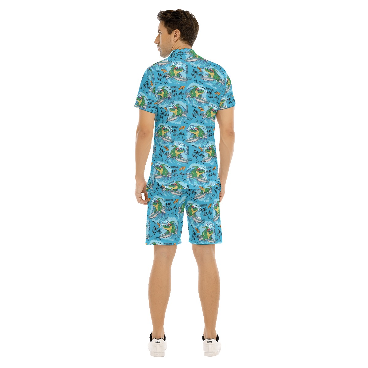 Funny Crocodiles Surfing Hawaiian Short Sleeve Shirt And Matching Shorts