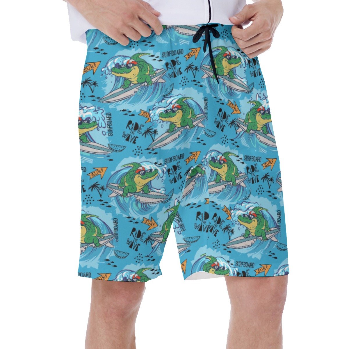 Crocodiles Surf The Wave Hawaiian Swim Trunks
