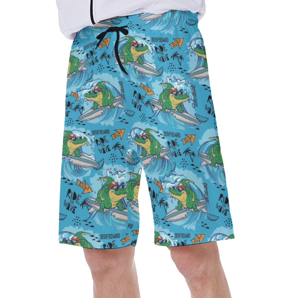 Crocodiles Surf The Wave Hawaiian Swim Trunks