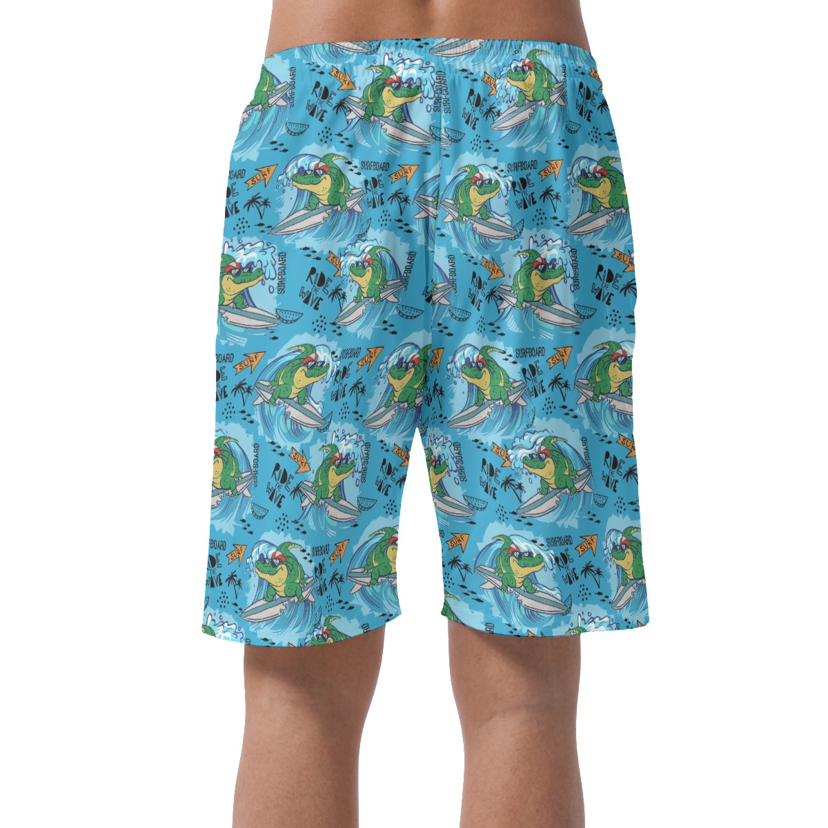 Funny Surfing Crocodiles Hawaiian Beach Shorts For Men