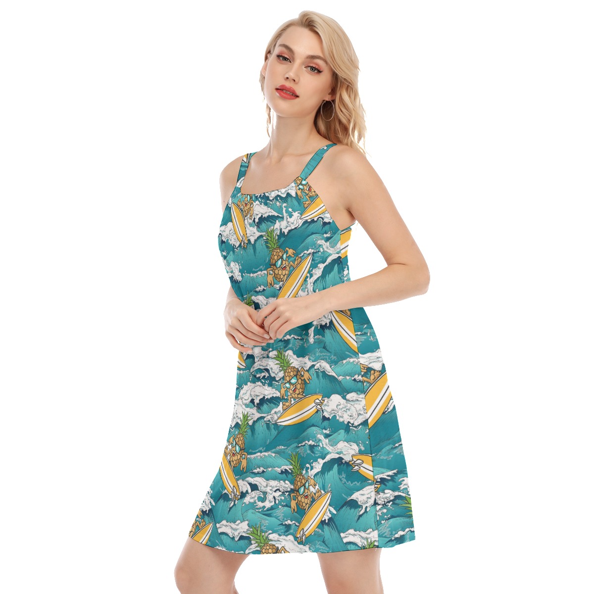 Surfing Pineapple Blue Aloha Summer Dresses