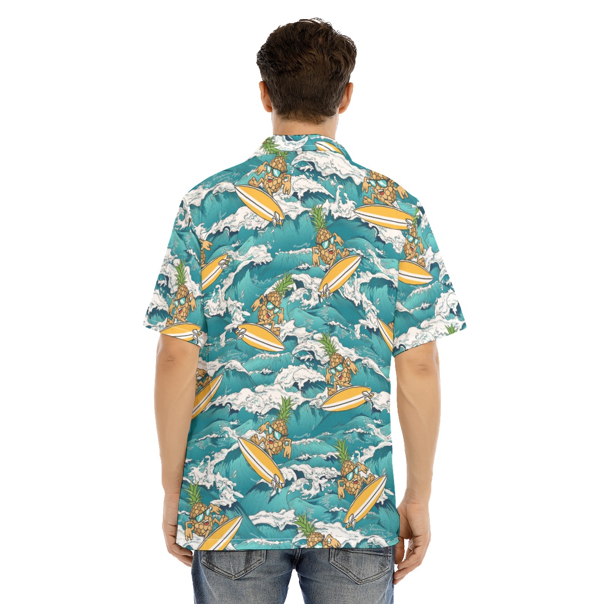Funny Surfing Pineapple Blue Hawaiian Shirt