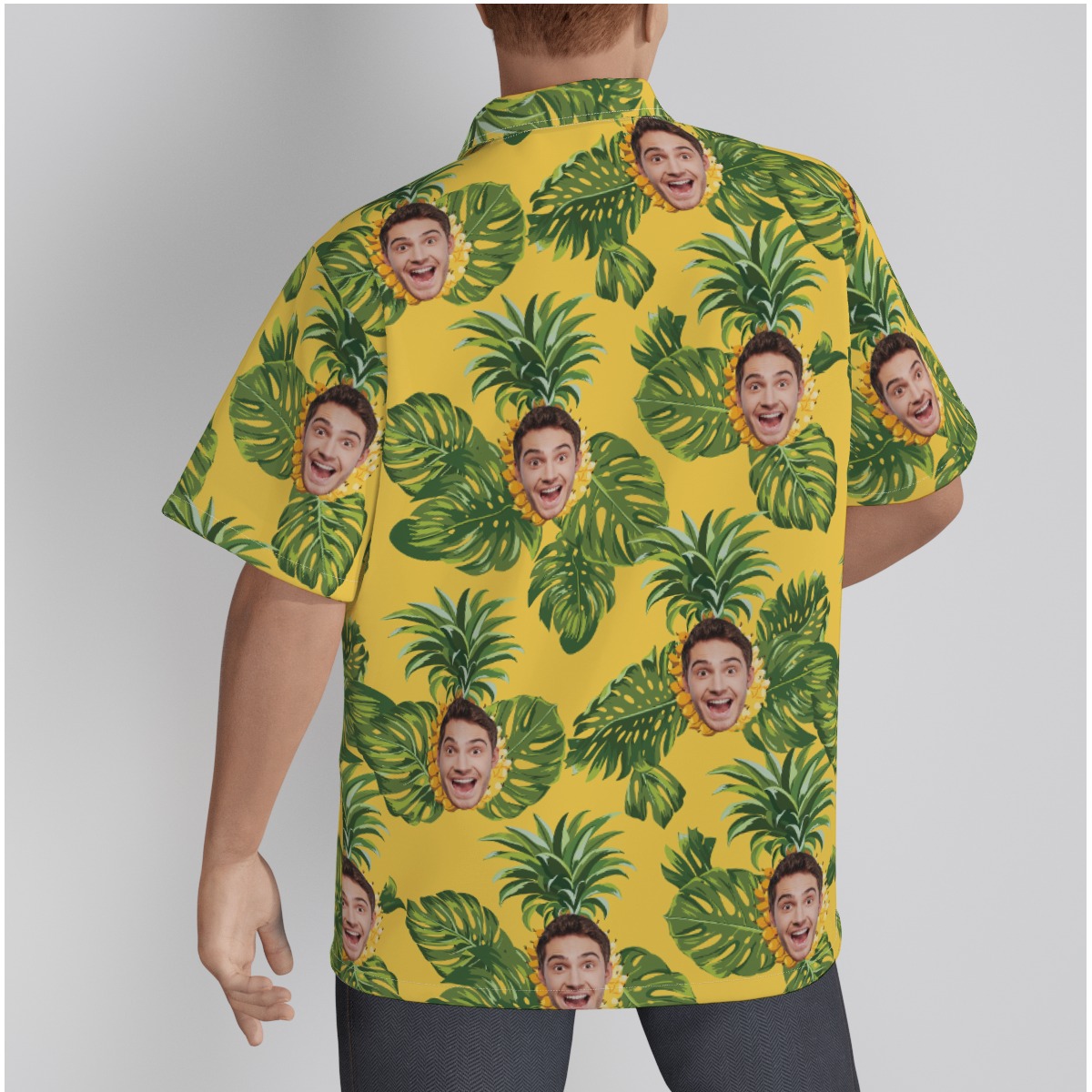 Tropical Pineapple Custom Face Aloha Shirt