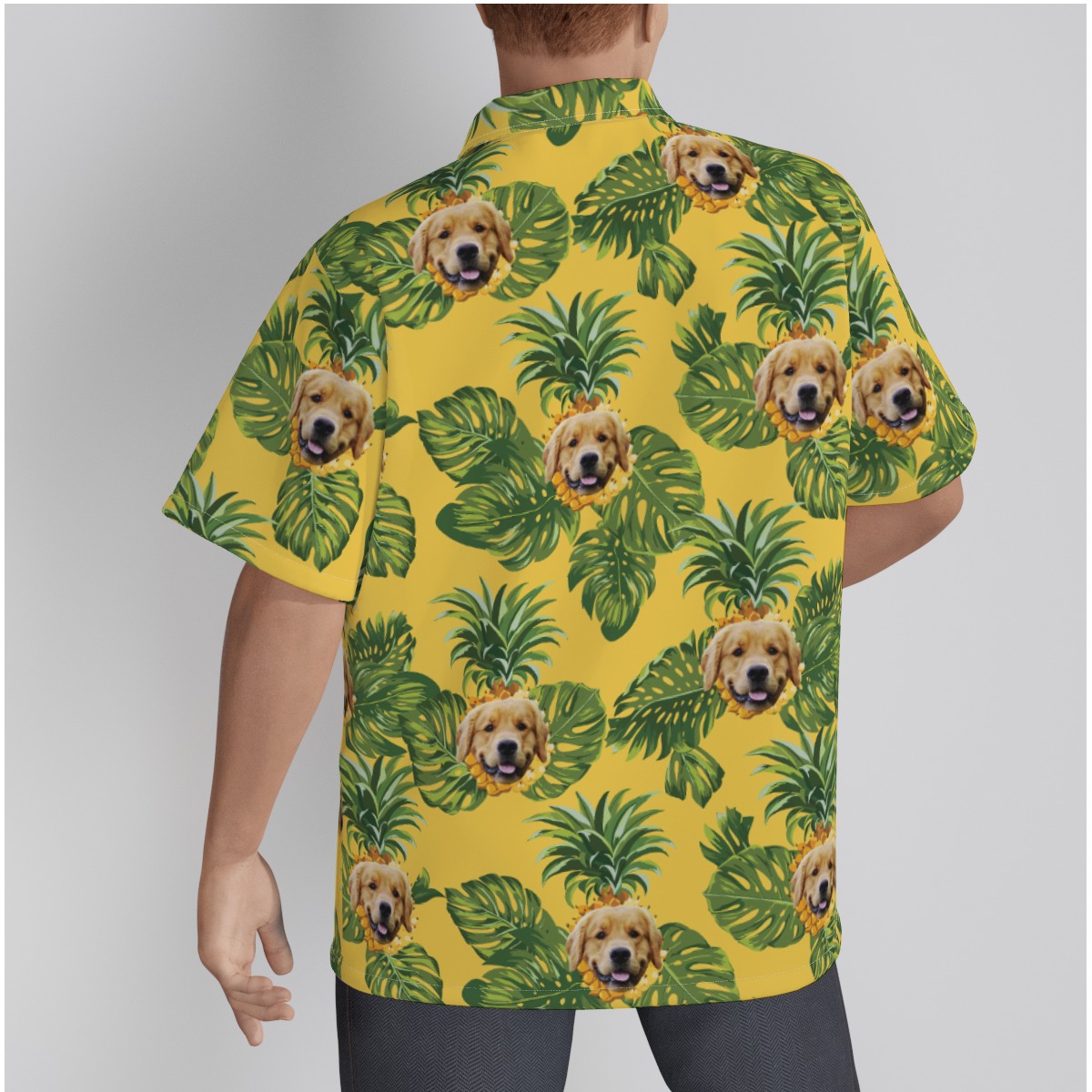 Custom Pet Face Pineapple Hawaiian Shirt For Men