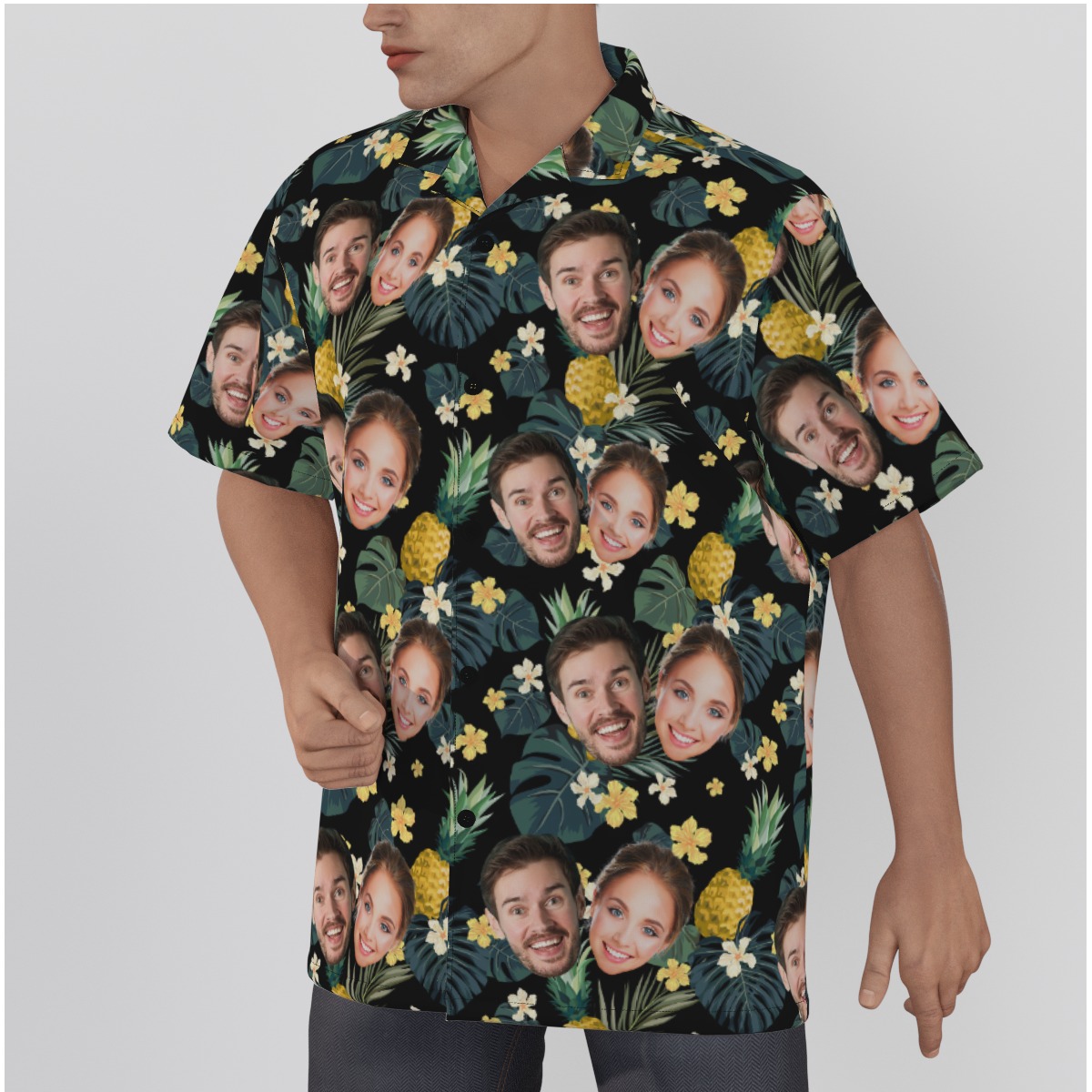 Pineapple Custom Multiple Faces Hawaiian Shirt