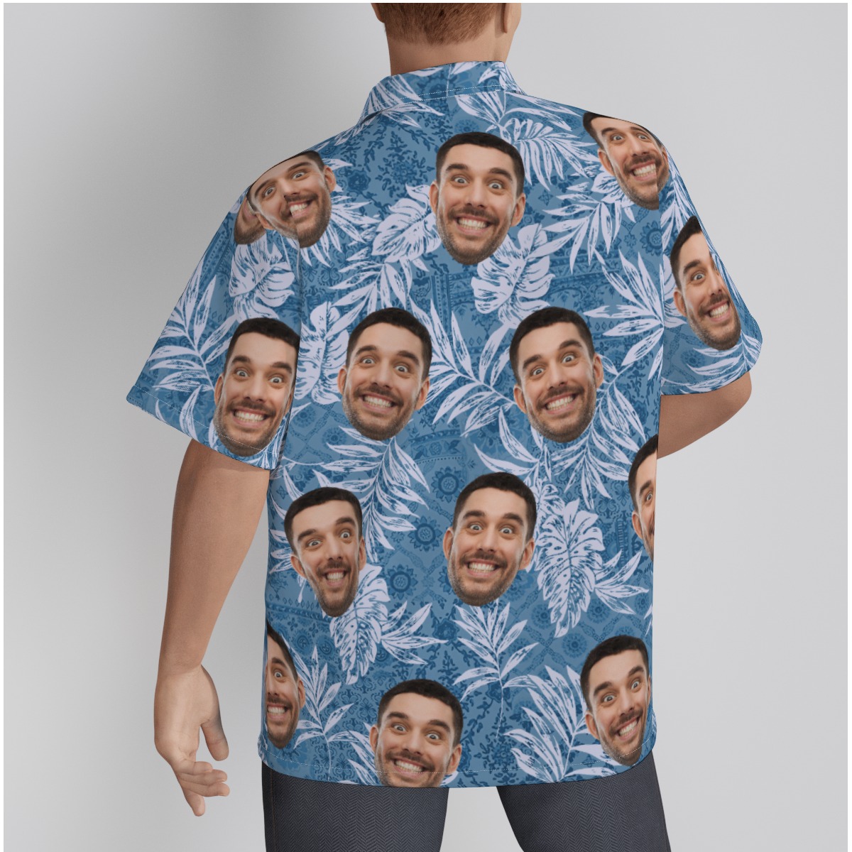 Classic Blue Hawaiian Shirt With Your Face