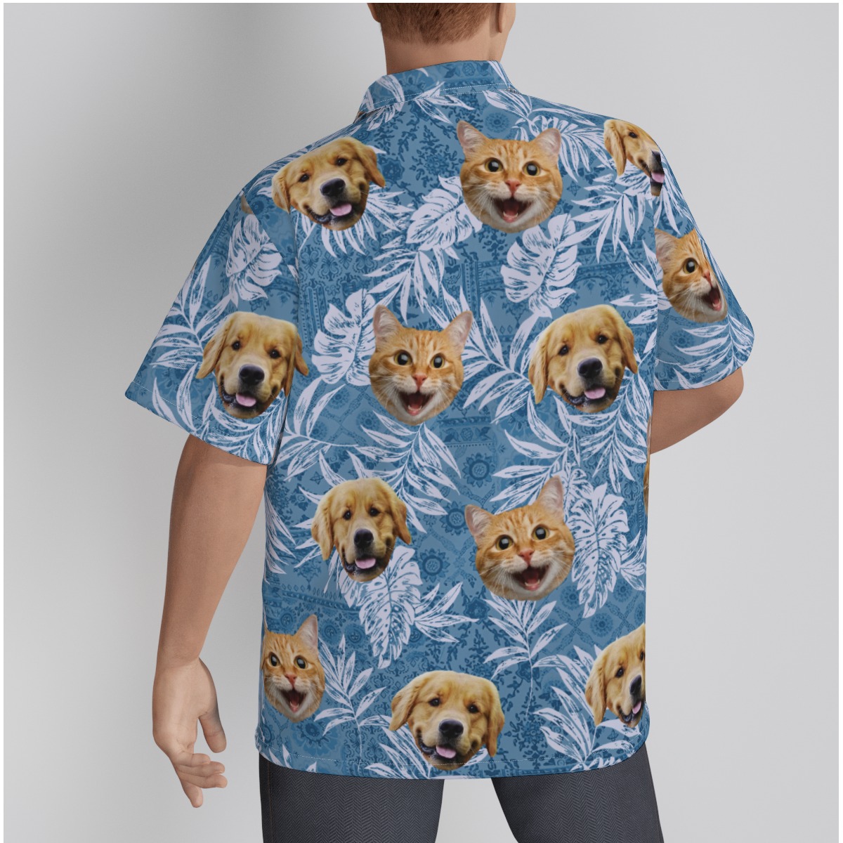 Vintage Blue Custom Pet Hawaiian Shirts