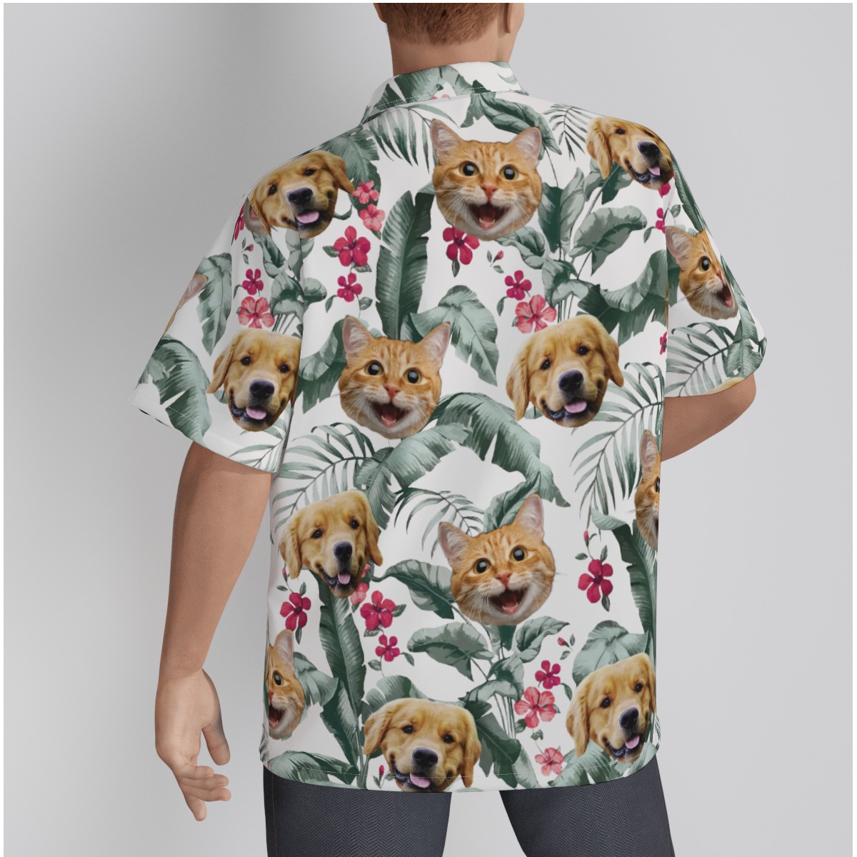Personalized Pet Face Tropical Shirts For Men