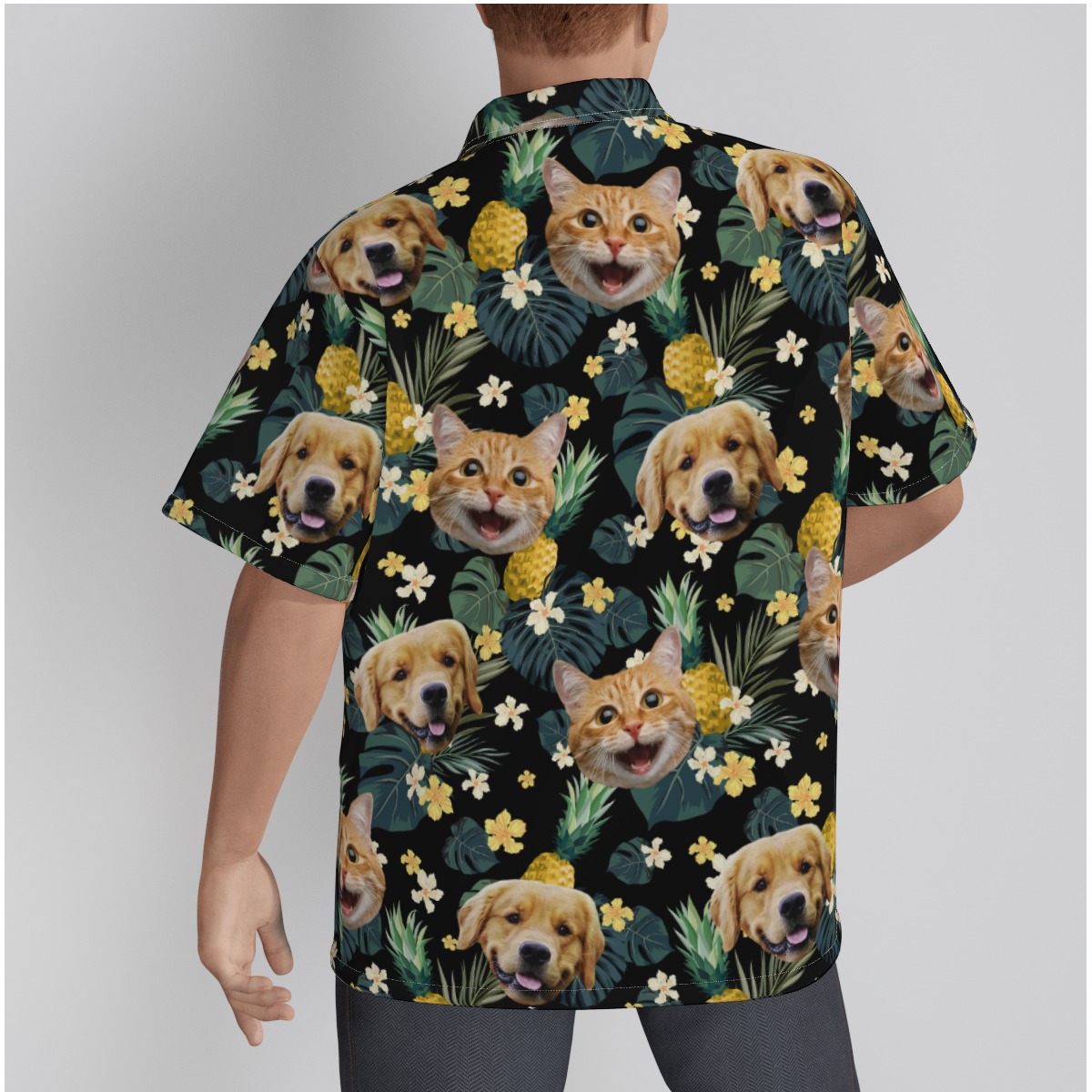 Custom Pet Face Pineapple Hawaiian Shirt