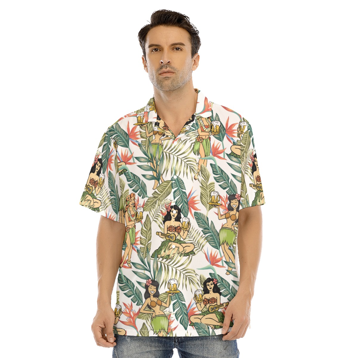 Funny Hula Girl Beer Floral Hawaiian Shirt - variant image 1
