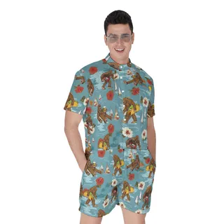 Funny Bigfoot Drinking Beer Blue Hawaiian Romper